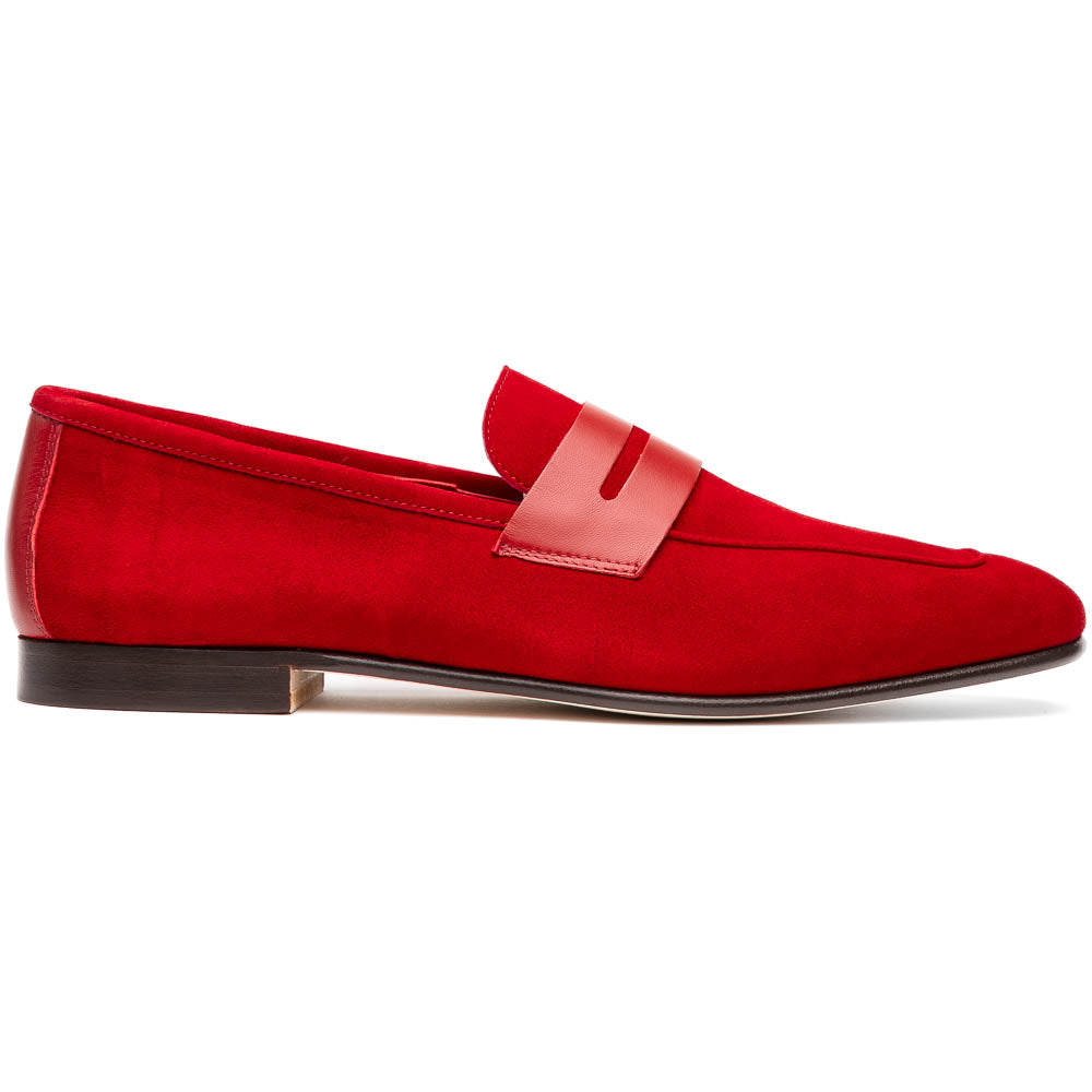 Zelli Tippa Suede / Calfskin Penny Loafers Red