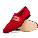 Zelli Tippa Suede / Calfskin Penny Loafers Red (16-672-RED)
