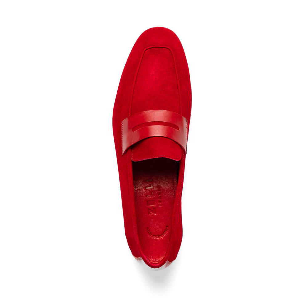Zelli Tippa Suede / Calfskin Penny Loafers Red (16-672-RED)