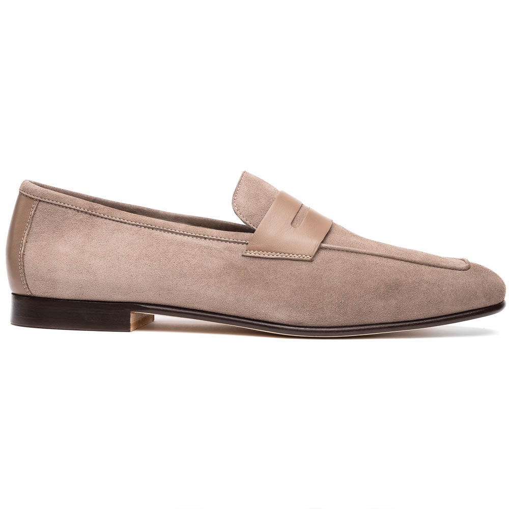 Zelli Tippa Suede / Calfskin Penny Loafers Taupe