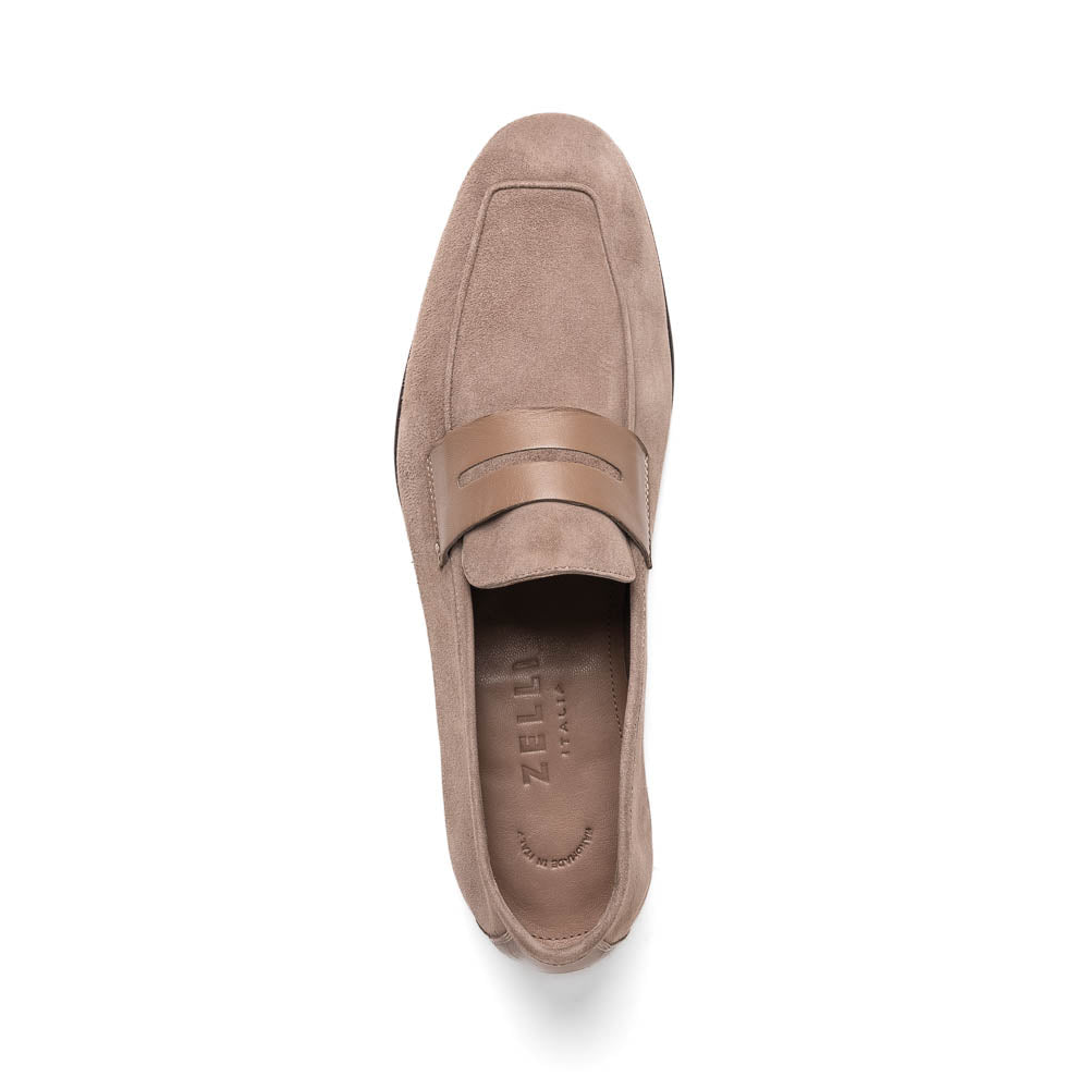 Zelli Tippa Suede / Calfskin Penny Loafers Taupe (16-672-TPE)