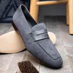 Zelli Tippa Suede / Calfskin Penny Loafers Grey (16-672-GRY)