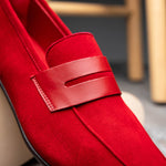 Zelli Tippa Suede / Calfskin Penny Loafers Red (16-672-RED)