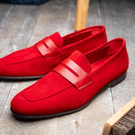 Zelli Tippa Suede / Calfskin Penny Loafers Red (16-672-RED)