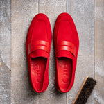 Zelli Tippa Suede / Calfskin Penny Loafers Red (16-672-RED)