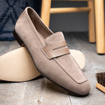 Zelli Tippa Suede / Calfskin Penny Loafers Taupe (16-672-TPE)