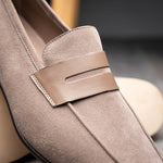 Zelli Tippa Suede / Calfskin Penny Loafers Taupe (16-672-TPE)