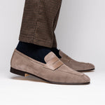 Zelli Tippa Suede / Calfskin Penny Loafers Taupe (16-672-TPE)