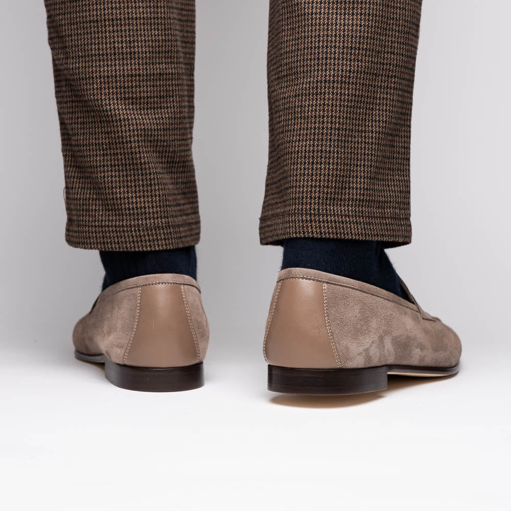 Zelli Tippa Suede / Calfskin Penny Loafers Taupe (16-672-TPE)