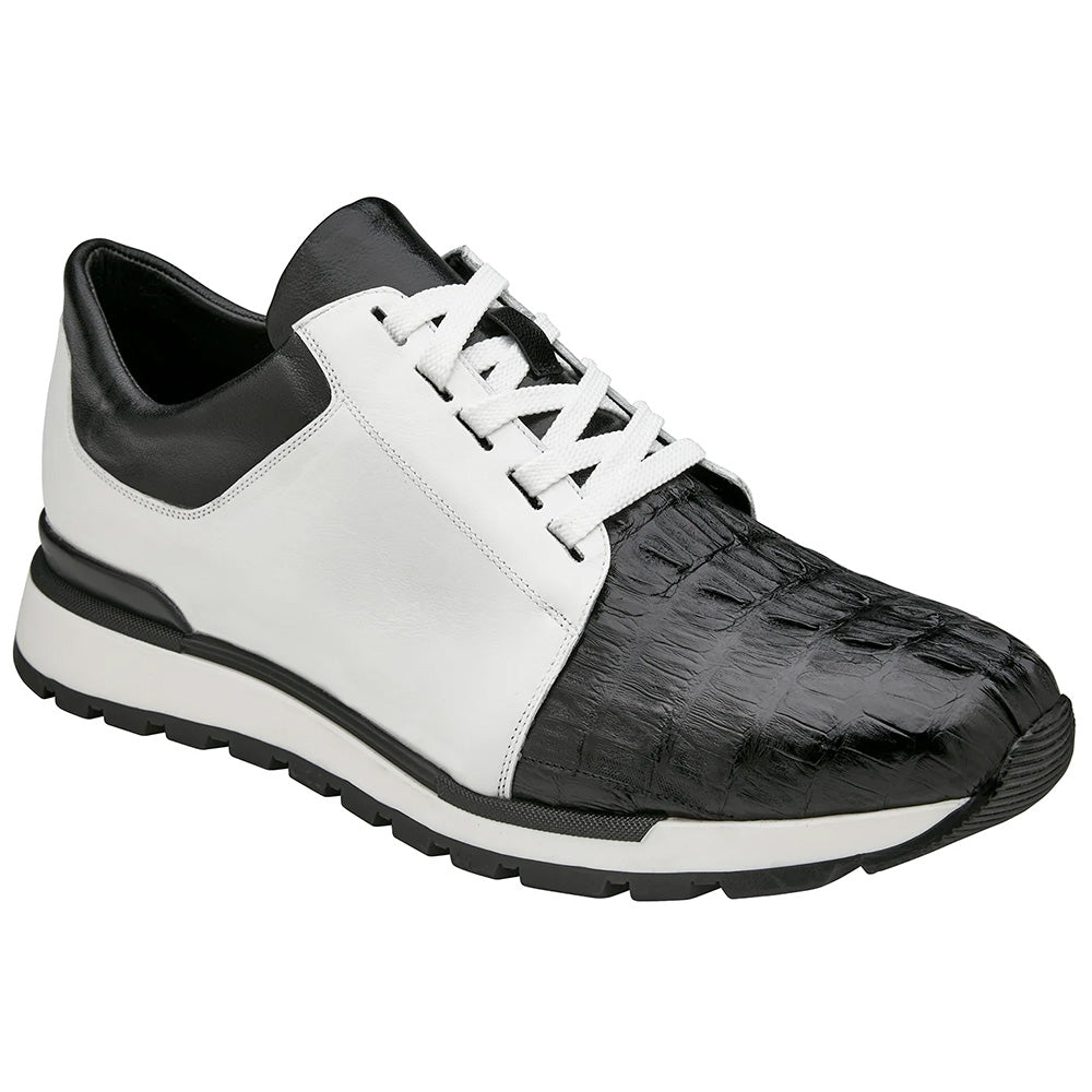 Belvedere Titan Caiman Crocodile Sneakers Black / White (33631)