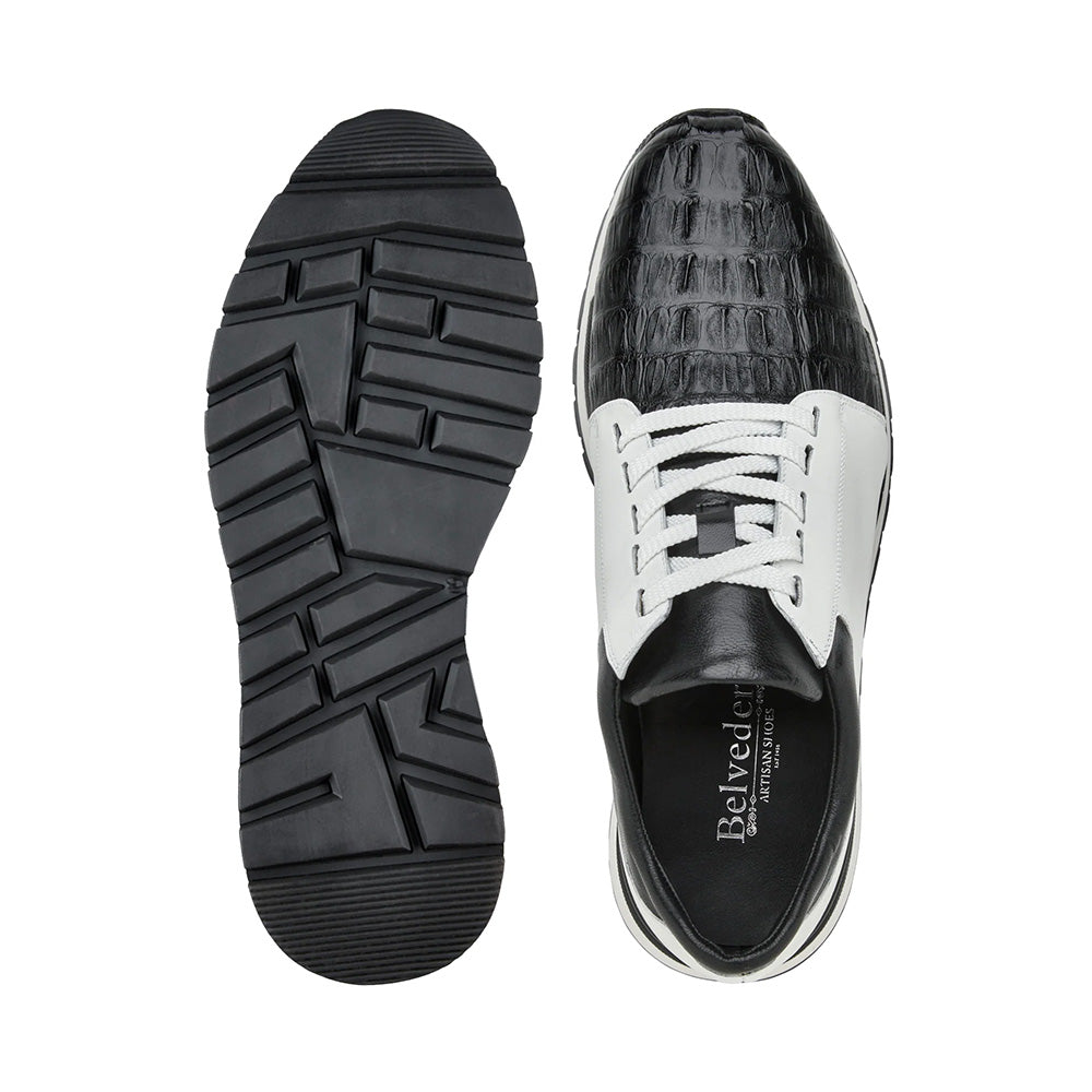 Belvedere Titan Caiman Crocodile Sneakers Black / White (33631)