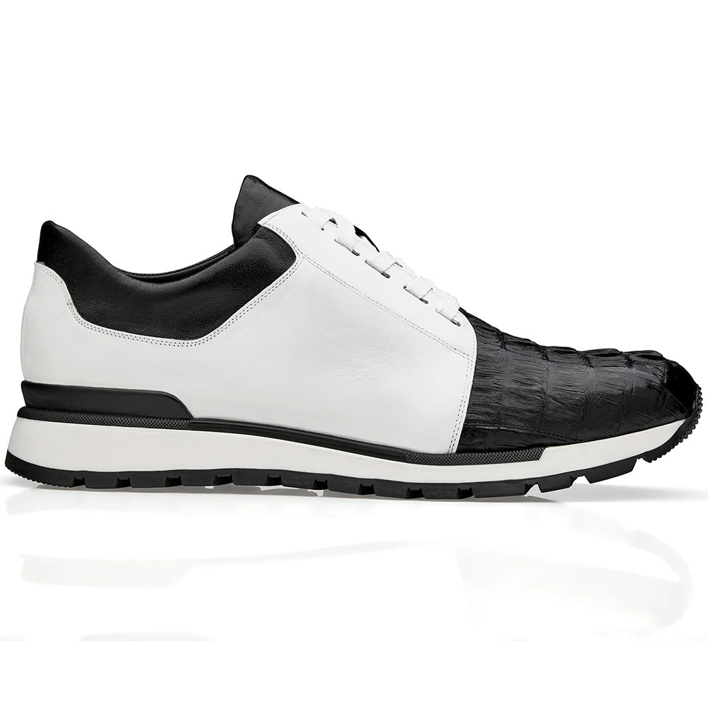 Belvedere Titan Caiman Crocodile Sneakers Black / White