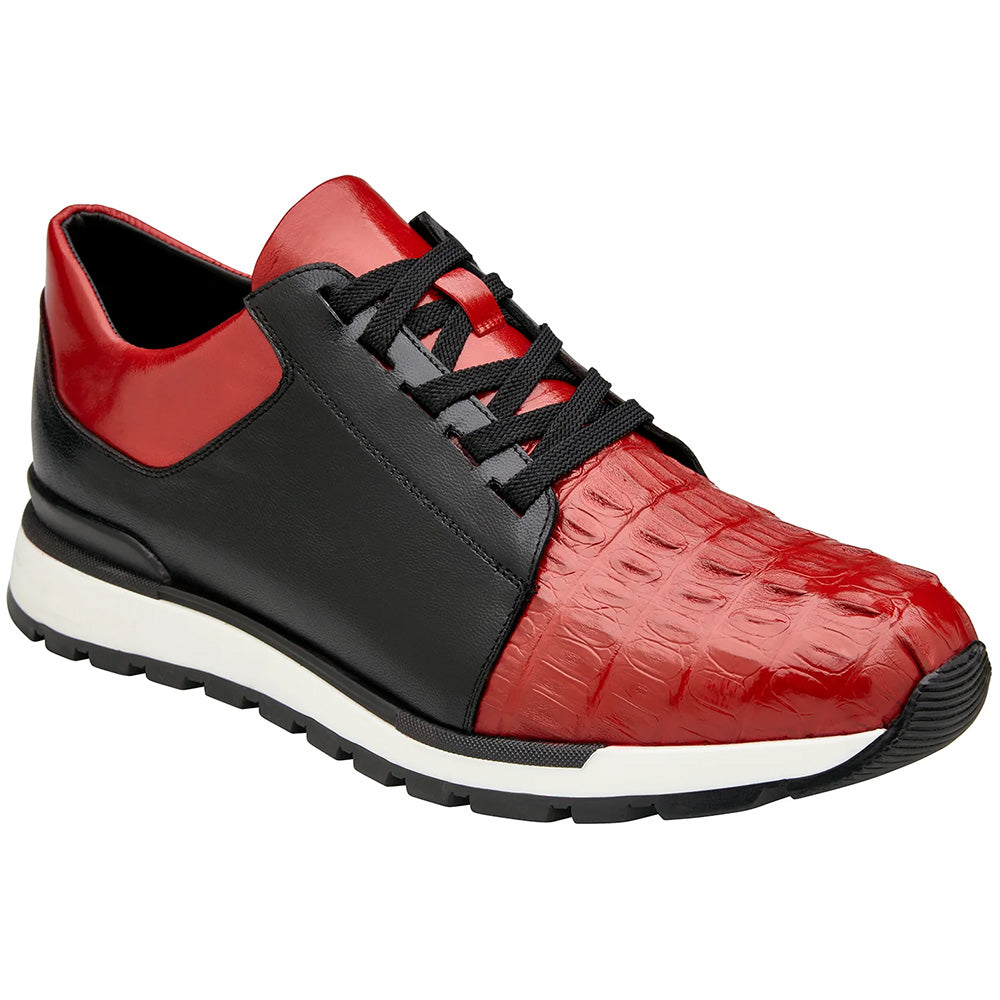 Belvedere Titan Caiman Crocodile Sneakers Red / Black (33631)