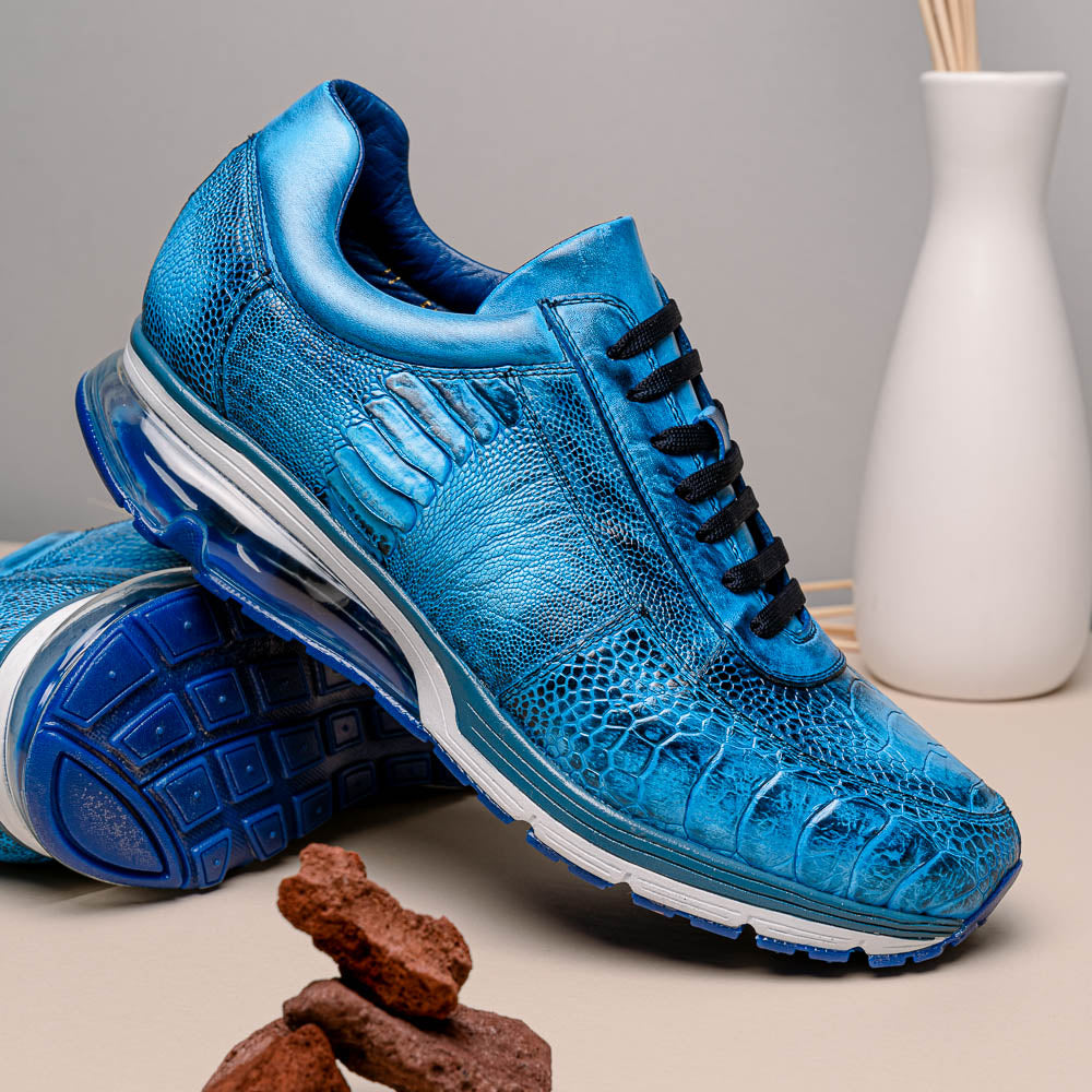 Belvedere Todd Ostrich Leg Sneakers Ocean Blue (E02)