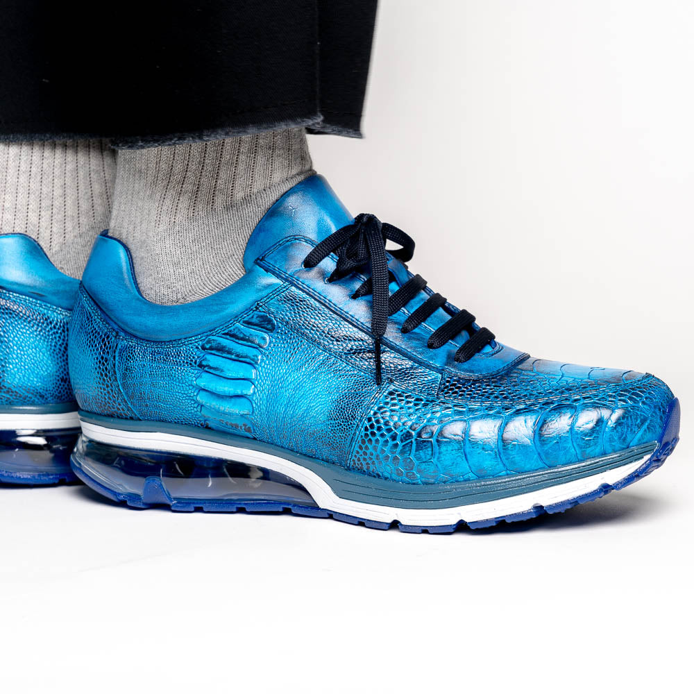 Belvedere Todd Ostrich Leg Sneakers Ocean Blue (E02)