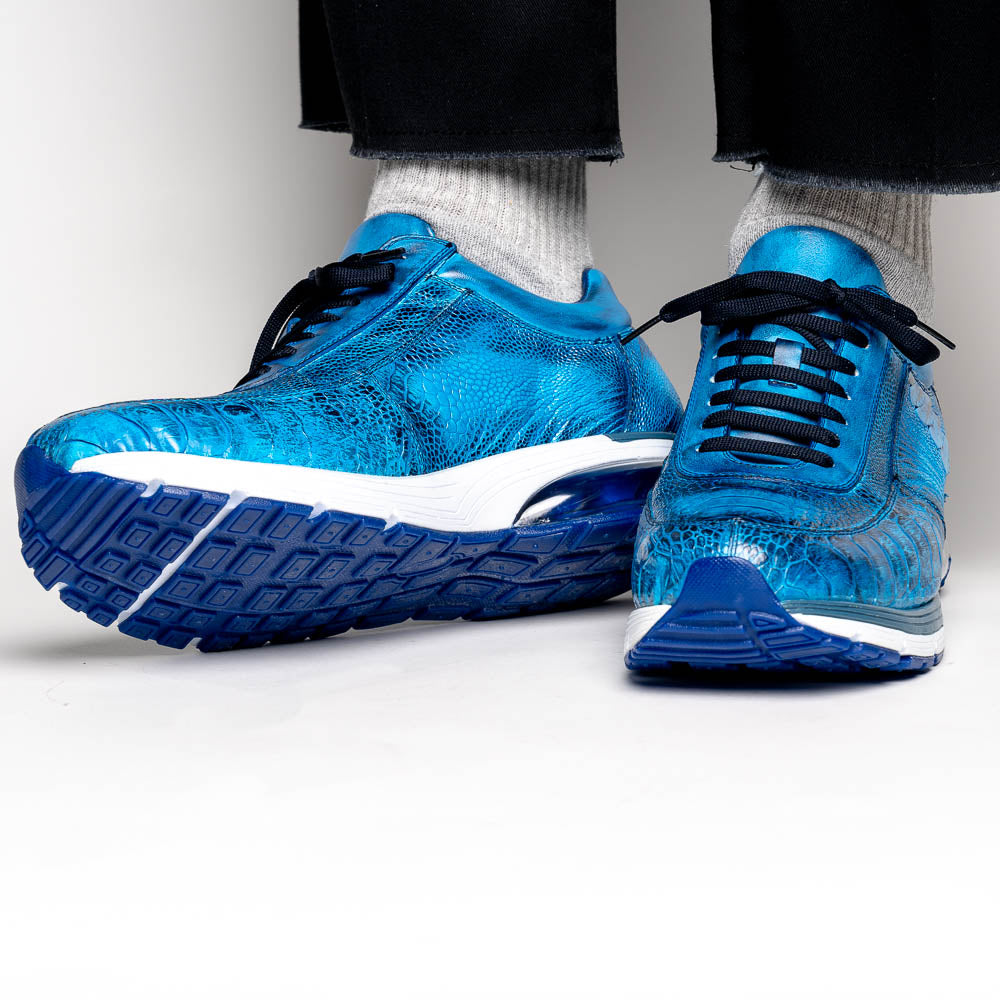 Belvedere Todd Ostrich Leg Sneakers Ocean Blue (E02)
