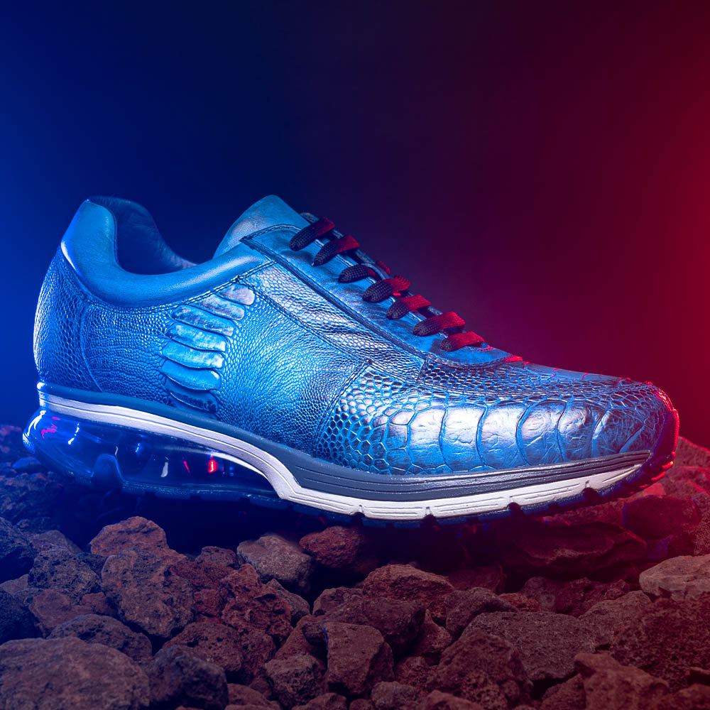Belvedere Todd Ostrich Leg Sneakers Ocean Blue (E02)