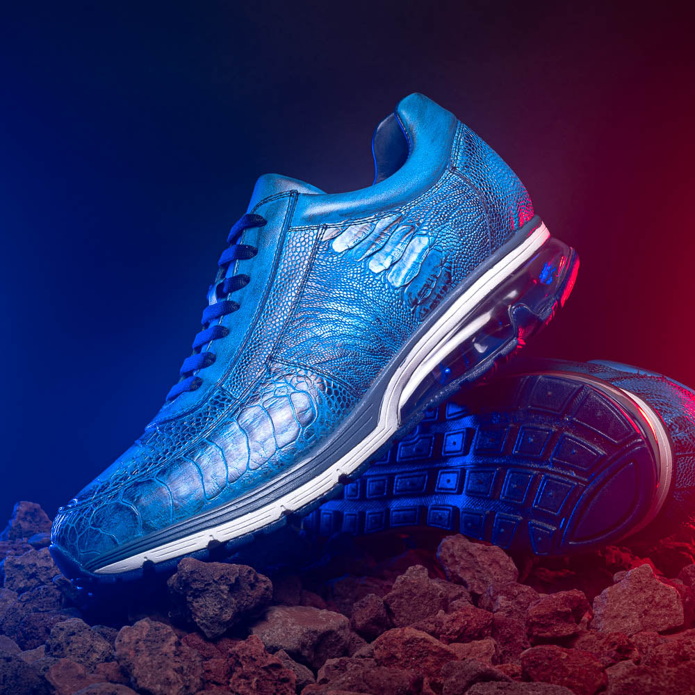 Belvedere Todd Ostrich Leg Sneakers Ocean Blue (E02)