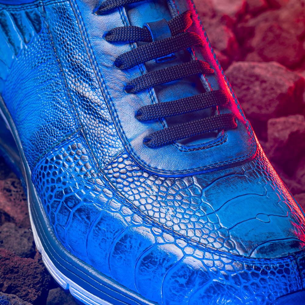 Belvedere Todd Ostrich Leg Sneakers Ocean Blue (E02)