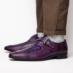 Marco Di Milano Toluca Crocodile & Lizard Monk Strap Purple