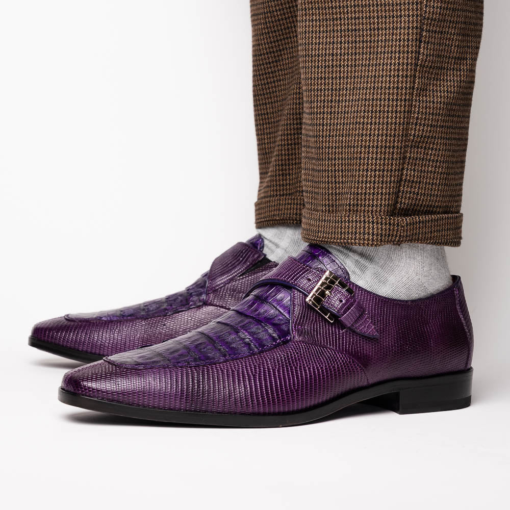 Marco Di Milano Toluca Crocodile & Lizard Monk Strap Purple