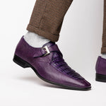 Marco Di Milano Toluca Crocodile & Lizard Monk Strap Purple