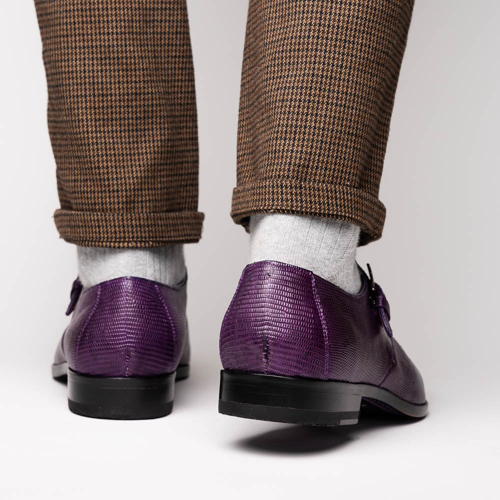 Marco Di Milano Toluca Crocodile & Lizard Monk Strap Purple