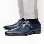 Marco Di Milano Toluca Crocodile & Lizard Monk Strap Navy