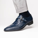 Marco Di Milano Toluca Crocodile & Lizard Monk Strap Navy
