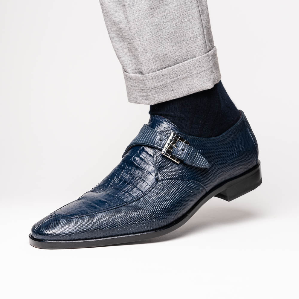 Marco Di Milano Toluca Crocodile & Lizard Monk Strap Navy