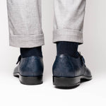 Marco Di Milano Toluca Crocodile & Lizard Monk Strap Navy