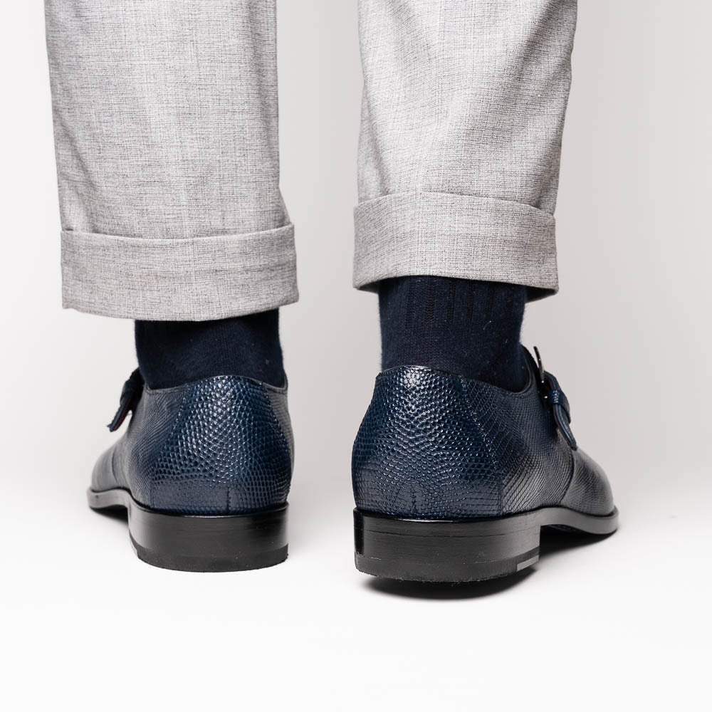 Marco Di Milano Toluca Crocodile & Lizard Monk Strap Navy