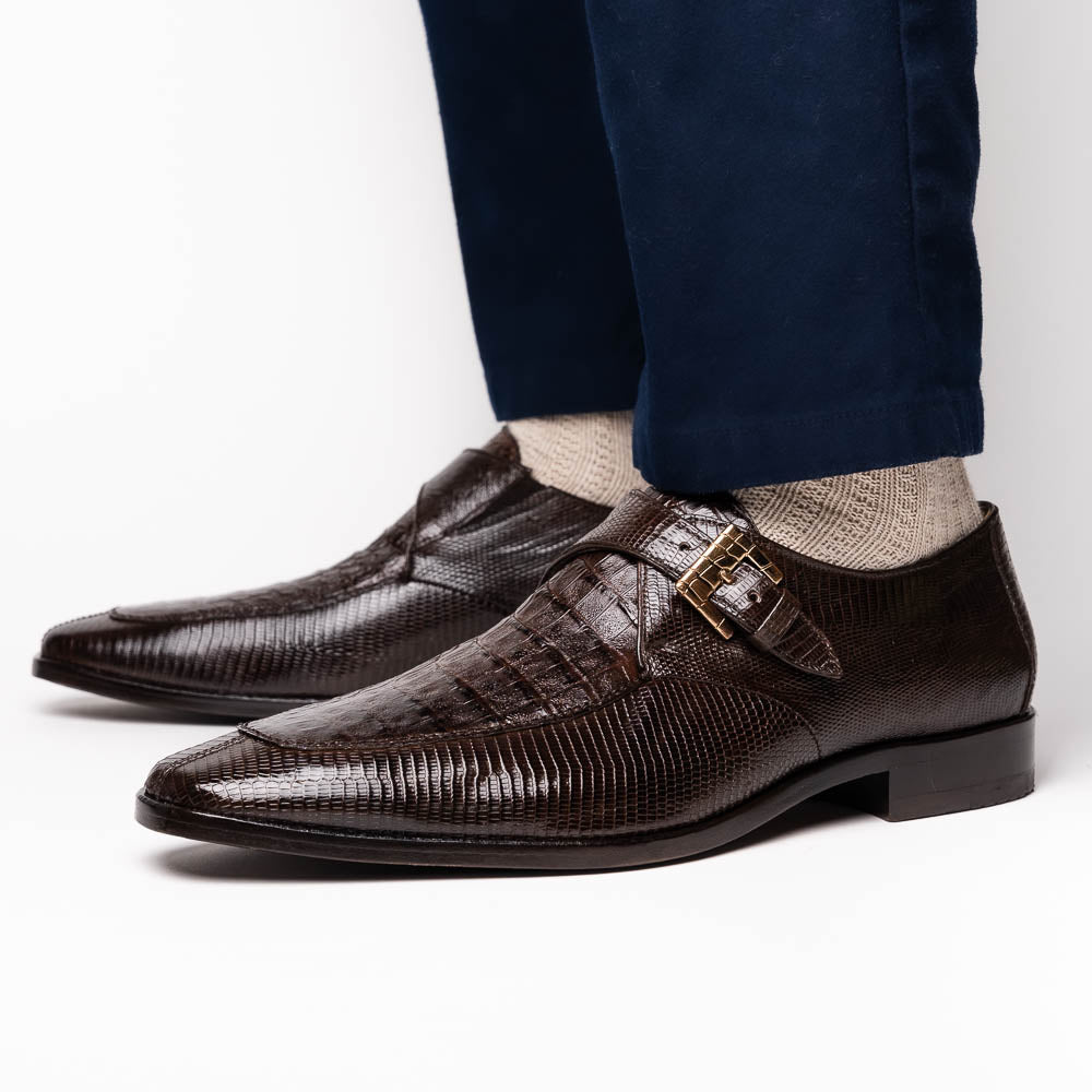 Marco Di Milano Toluca Crocodile & Lizard Monk Strap Brown