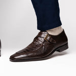 Marco Di Milano Toluca Crocodile & Lizard Monk Strap Brown