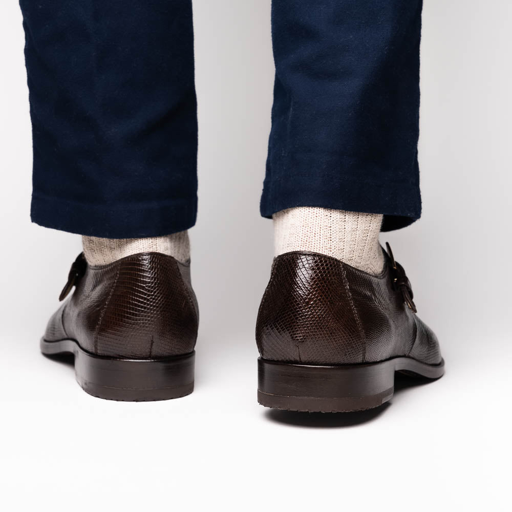 Marco Di Milano Toluca Crocodile & Lizard Monk Strap Brown