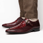Marco Di Milano Toluca Crocodile & Lizard Monk Strap Wine