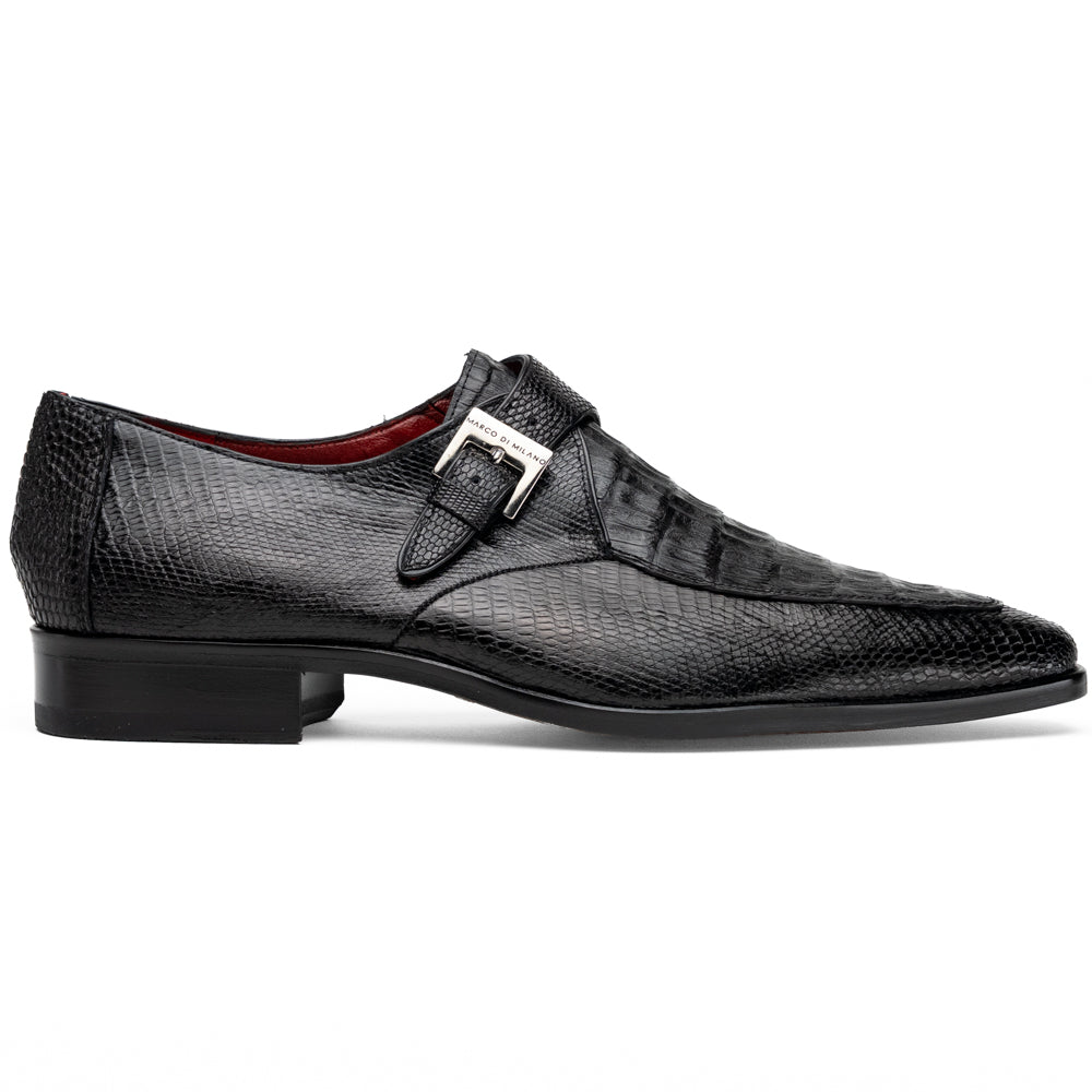Marco Di Milano Toluca Crocodile & Lizard Monk Strap Black