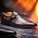 Marco Di Milano Toluca Crocodile & Lizard Monk Strap Brown