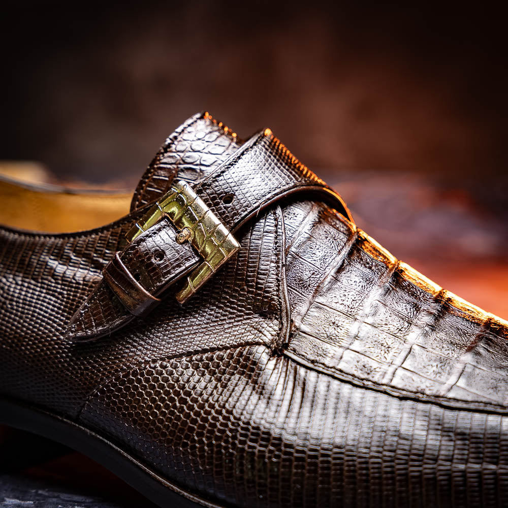 Marco Di Milano Toluca Crocodile & Lizard Monk Strap Brown