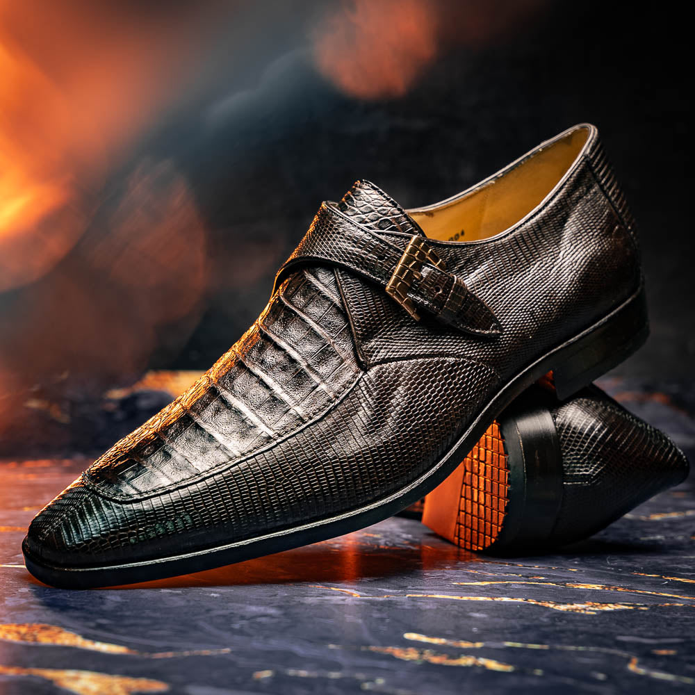 Marco Di Milano Toluca Crocodile & Lizard Monk Strap Brown