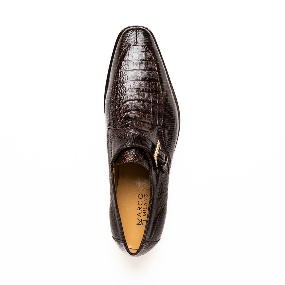 Marco Di Milano Toluca Crocodile & Lizard Monk Strap Brown