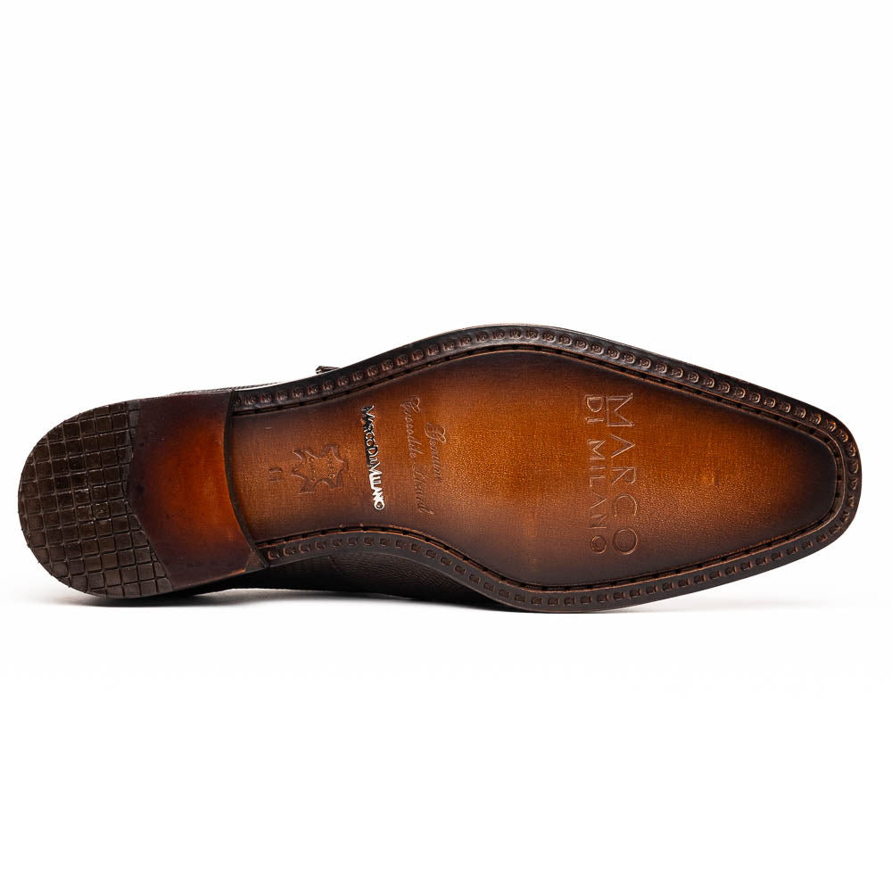 Marco Di Milano Toluca Crocodile & Lizard Monk Strap Brown