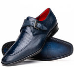 Marco Di Milano Toluca Crocodile & Lizard Monk Strap Navy
