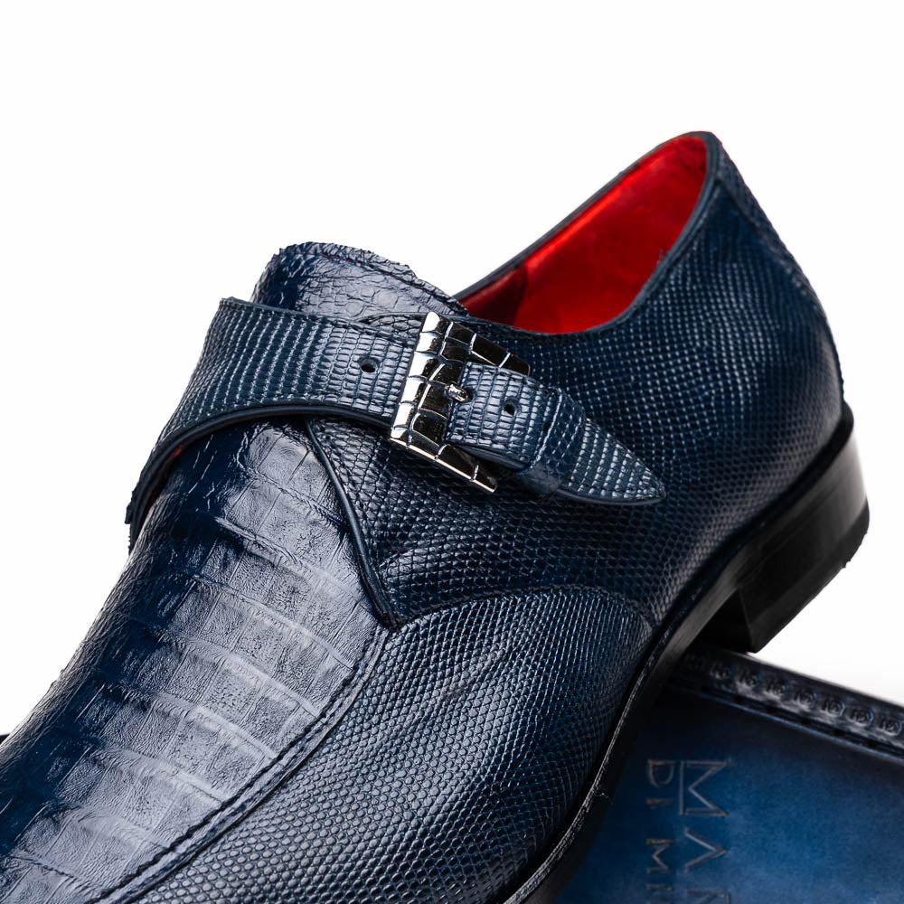 Marco Di Milano Toluca Crocodile & Lizard Monk Strap Navy