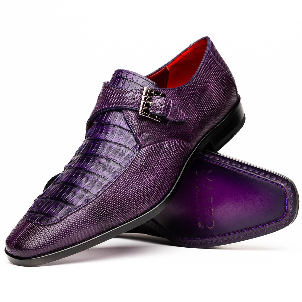 Marco Di Milano Toluca Crocodile & Lizard Monk Strap Purple