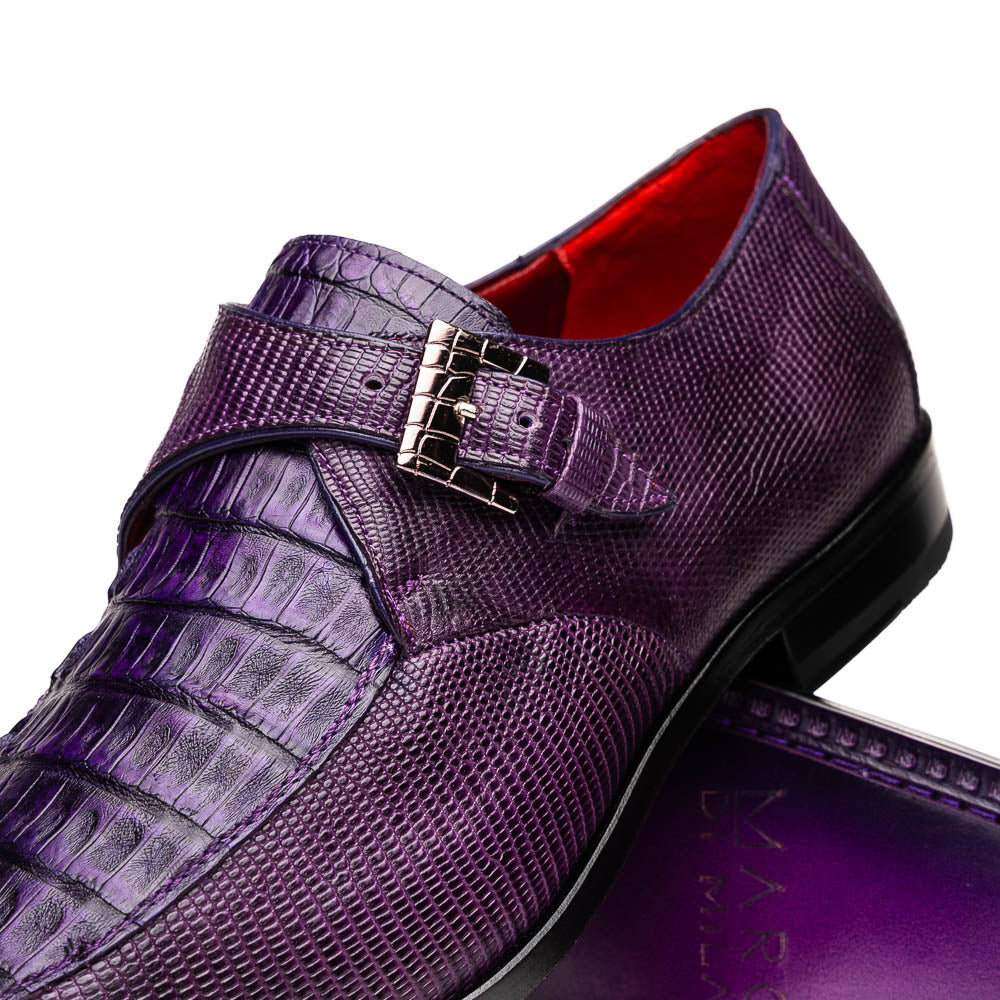 Marco Di Milano Toluca Crocodile & Lizard Monk Strap Purple