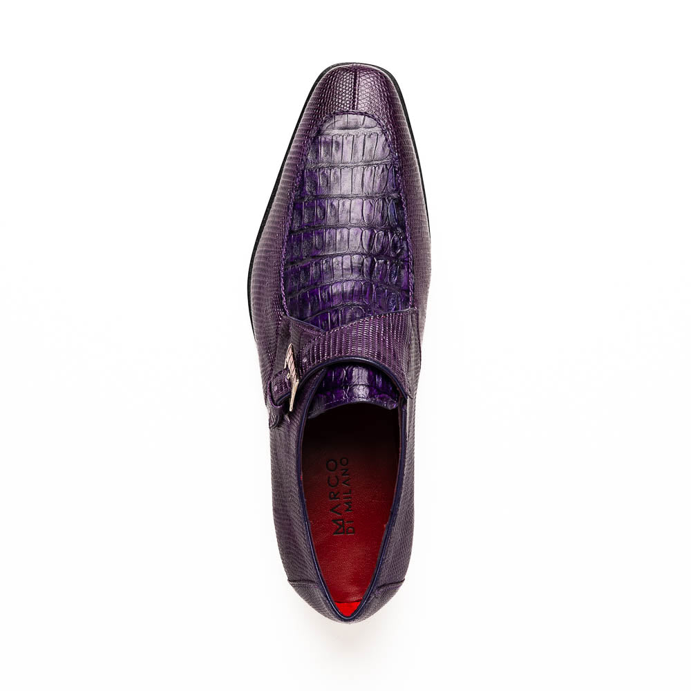 Marco Di Milano Toluca Crocodile & Lizard Monk Strap Purple