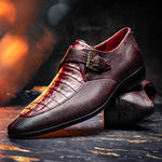 Marco Di Milano Toluca Crocodile & Lizard Monk Strap Wine