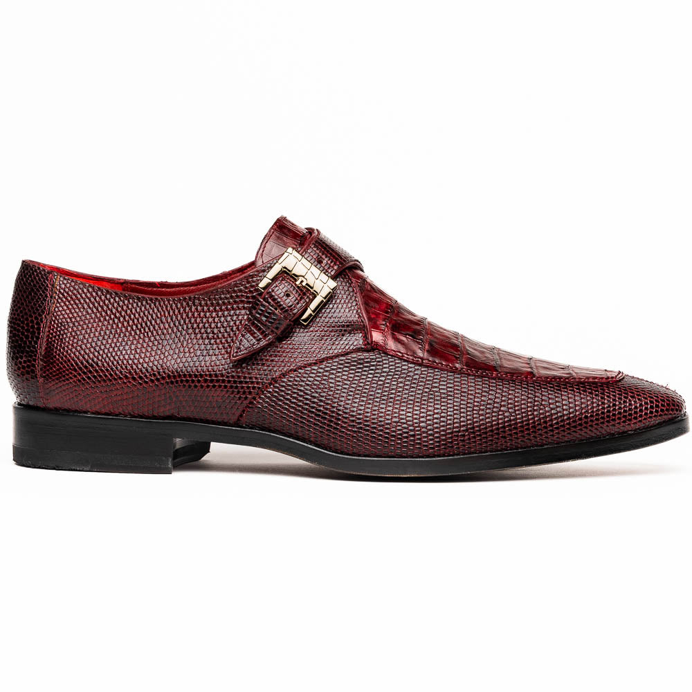Marco Di Milano Toluca Crocodile & Lizard Monk Strap Wine