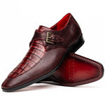 Marco Di Milano Toluca Crocodile & Lizard Monk Strap Wine
